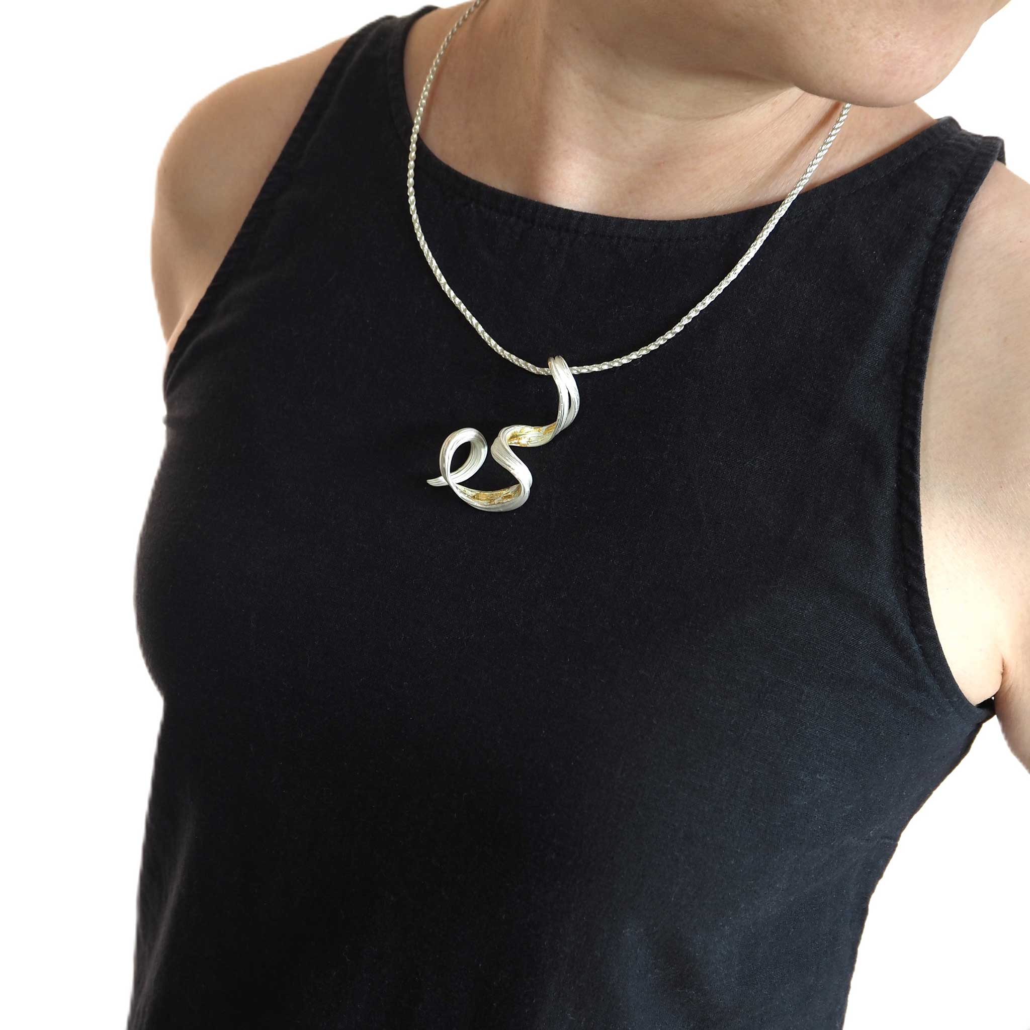 Sterling Silver Moonlight Pendant with 24ct Gold